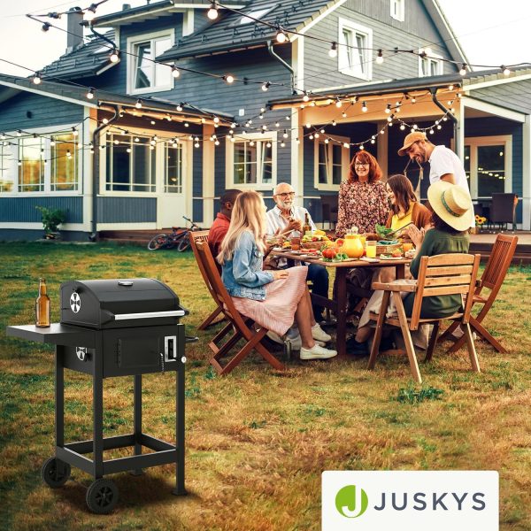 Juskys Holzkohlegrill Missouri mit Deckel - Große Grillfläche, Grillrost, variable Kohlewanne - Holzkohle Grill Grillwagen mit Räder & Abdeckhaube 7