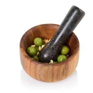 AdHoc MO42 Mörser mit Stößel TARU | Innovatives Set aus Akazienholz und Granit | Perfekt für Kräuter und Gewürze | Ø 13 cm 7