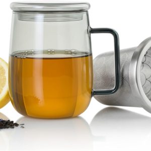AdHoc TK63 Teeglas mit Griff YUNA 560 ml | Premium Tee-Tasse aus Borosilikatglas mit Feinfilter aus Edelstahl | mundgeblasenes Unikat im skandinavischen Design 4