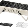 Campinggrill - Faltbarer Holzkohlegrill - Rauchfreier Camping-Holzkohlegrillofen | Große Holzkohlegrills, Edelstahl-Barbecue-Grill mit großer Grillfläche, Grill fürs Tailgating, Camping, Kochen 38