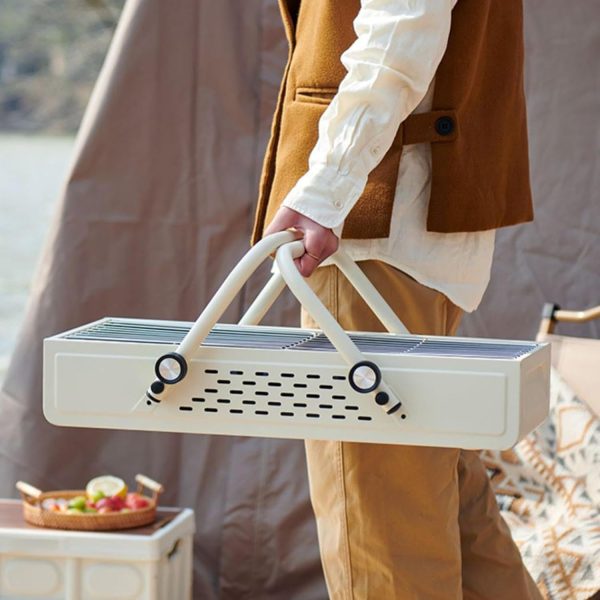 Campinggrill - Faltbarer Holzkohlegrill - Rauchfreier Camping-Holzkohlegrillofen | Große Holzkohlegrills, Edelstahl-Barbecue-Grill mit großer Grillfläche, Grill fürs Tailgating, Camping, Kochen 6