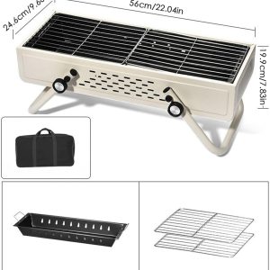 Campinggrill - Faltbarer Holzkohlegrill - Rauchfreier Camping-Holzkohlegrillofen | Große Holzkohlegrills, Edelstahl-Barbecue-Grill mit großer Grillfläche, Grill fürs Tailgating, Camping, Kochen 20