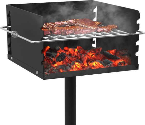 Toriexon Parkgrill mit Edelstahl-Grillrost, robuster Holzkohlegrill im Park-Stil mit Grillabdeckung, Outdoor-Park-Grill für Hinterhof, Camping, 40,6 x 40,6 x 20,3 cm (L x B x H) 1
