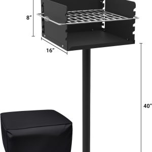 Toriexon Parkgrill mit Edelstahl-Grillrost, robuster Holzkohlegrill im Park-Stil mit Grillabdeckung, Outdoor-Park-Grill für Hinterhof, Camping, 40,6 x 40,6 x 20,3 cm (L x B x H) 10