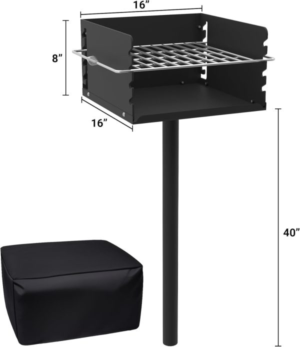 Toriexon Parkgrill mit Edelstahl-Grillrost, robuster Holzkohlegrill im Park-Stil mit Grillabdeckung, Outdoor-Park-Grill für Hinterhof, Camping, 40,6 x 40,6 x 20,3 cm (L x B x H) 2