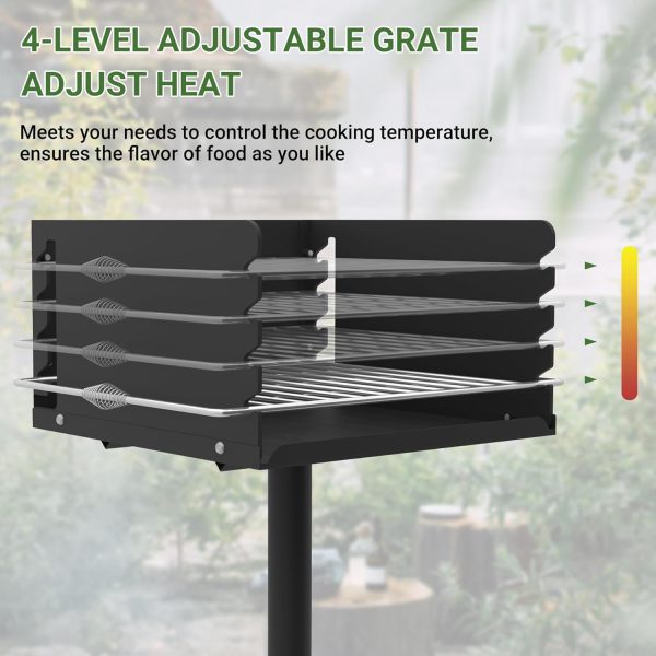 Toriexon Parkgrill mit Edelstahl-Grillrost, robuster Holzkohlegrill im Park-Stil mit Grillabdeckung, Outdoor-Park-Grill für Hinterhof, Camping, 40,6 x 40,6 x 20,3 cm (L x B x H) 3