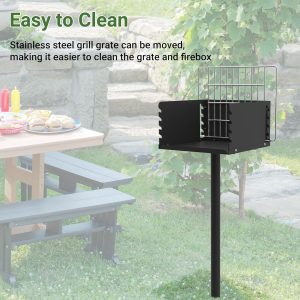 Toriexon Parkgrill mit Edelstahl-Grillrost, robuster Holzkohlegrill im Park-Stil mit Grillabdeckung, Outdoor-Park-Grill für Hinterhof, Camping, 40,6 x 40,6 x 20,3 cm (L x B x H) 18