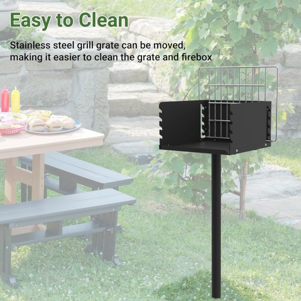 Toriexon Parkgrill mit Edelstahl-Grillrost, robuster Holzkohlegrill im Park-Stil mit Grillabdeckung, Outdoor-Park-Grill für Hinterhof, Camping, 40,6 x 40,6 x 20,3 cm (L x B x H) 6