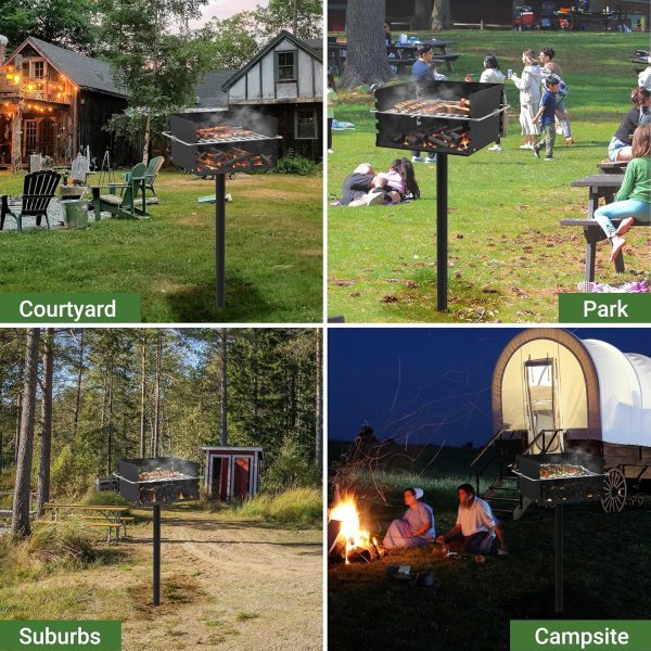 Toriexon Parkgrill mit Edelstahl-Grillrost, robuster Holzkohlegrill im Park-Stil mit Grillabdeckung, Outdoor-Park-Grill für Hinterhof, Camping, 40,6 x 40,6 x 20,3 cm (L x B x H) 7