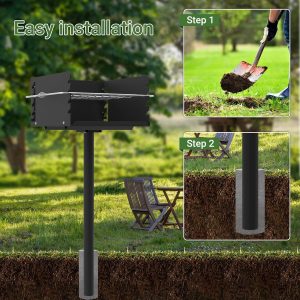 Toriexon Parkgrill mit Edelstahl-Grillrost, robuster Holzkohlegrill im Park-Stil mit Grillabdeckung, Outdoor-Park-Grill für Hinterhof, Camping, 40,6 x 40,6 x 20,3 cm (L x B x H) 22