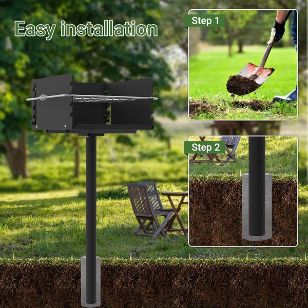 Toriexon Parkgrill mit Edelstahl-Grillrost, robuster Holzkohlegrill im Park-Stil mit Grillabdeckung, Outdoor-Park-Grill für Hinterhof, Camping, 40,6 x 40,6 x 20,3 cm (L x B x H) 8