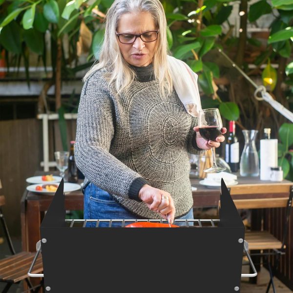 Toriexon Parkgrill mit Edelstahl-Grillrost, robuster Holzkohlegrill im Park-Stil mit Grillabdeckung, Outdoor-Park-Grill für Hinterhof, Camping, 40,6 x 40,6 x 20,3 cm (L x B x H) 9